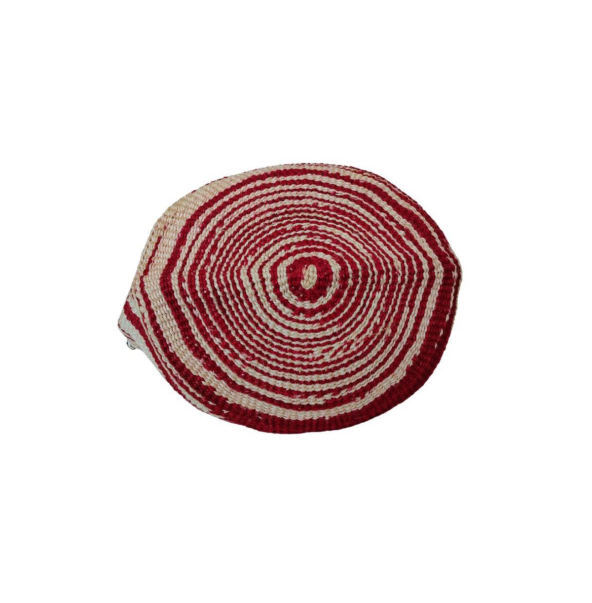 Sawa Sawa Crimson Courage Handwoven Red & White Sisal Straw Basket Tote