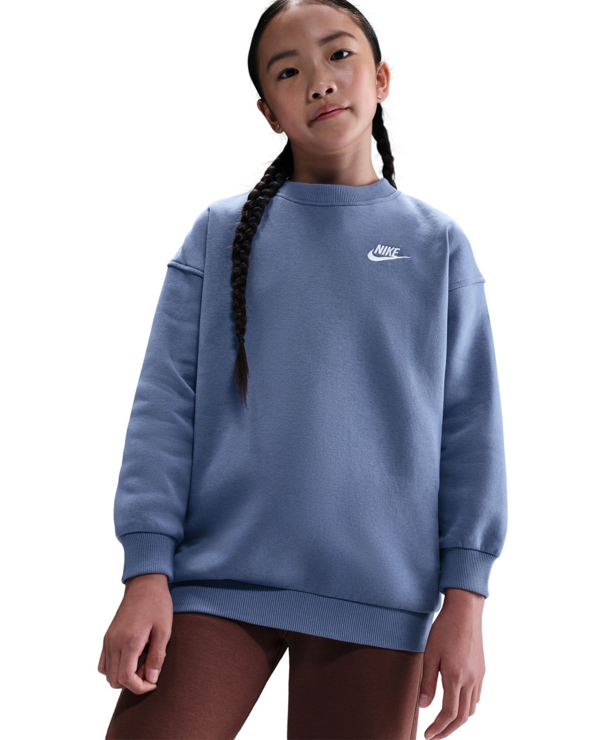 Nike Big Girls 7-16 Sportswear Club Fleece Oversized-fit Sweatshirt In Blue