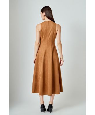 Women's Faux Suede Midi Dress