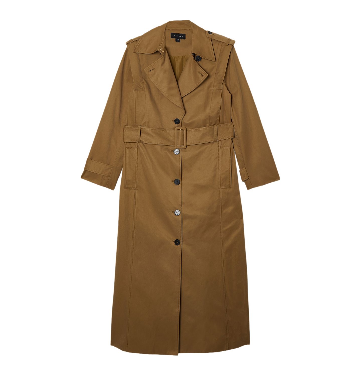 Женское пальто Karen Millen Strong Shoulder Belted Maxi Trench, цвет: Оливковый — фото 6