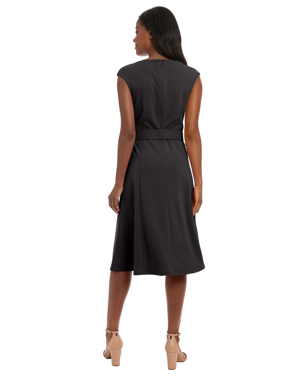 London Times Women's Boat Neck Fit And Flare Dress In Black