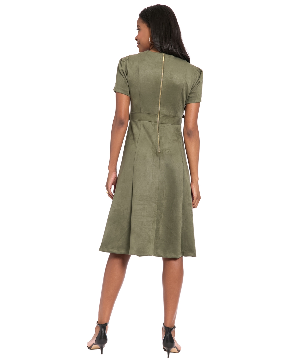 London Times Women's Crewneck Fit and Flare Dress