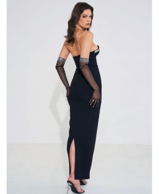 Women's Ivanna Black Crystal Embellished Maxi Dress