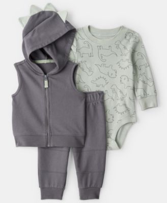 Carter's - Baby Boys 3-Piece Dinosaur Sleeveless Vest, Bodysuit and Pants Set