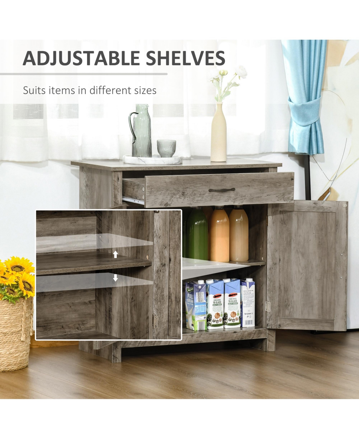 Homcom 32" Modern Farm Style Sideboard Storage Buffet Server Cabinet Organizer