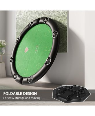 Poker Table Foldable 47" Round Card Table for 8 Players,