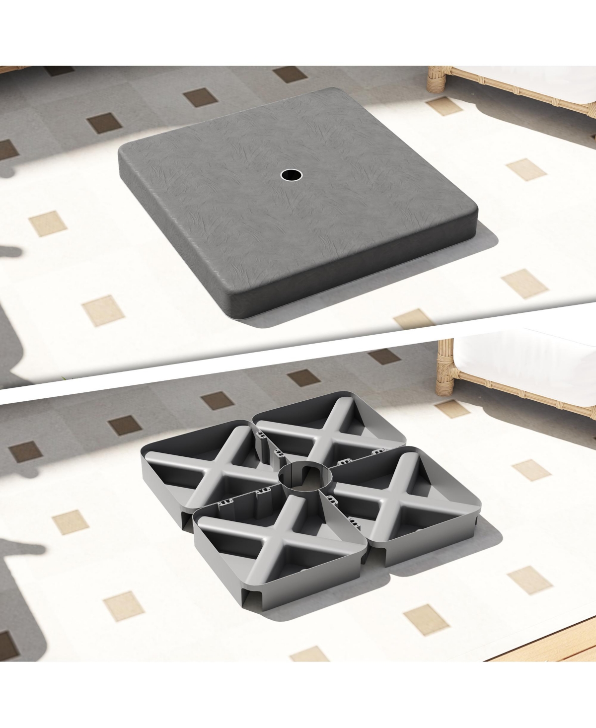 Outsunny 176 lbs Offset Cantilever Umbrella Base Weight Set with Cover
