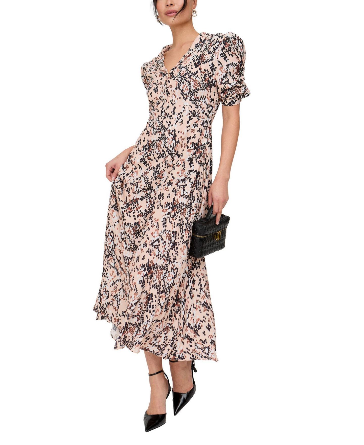 Женское платье Lily and Lionel London Julia Button Down Print Maxi, цвет: Коричневый — фото 5