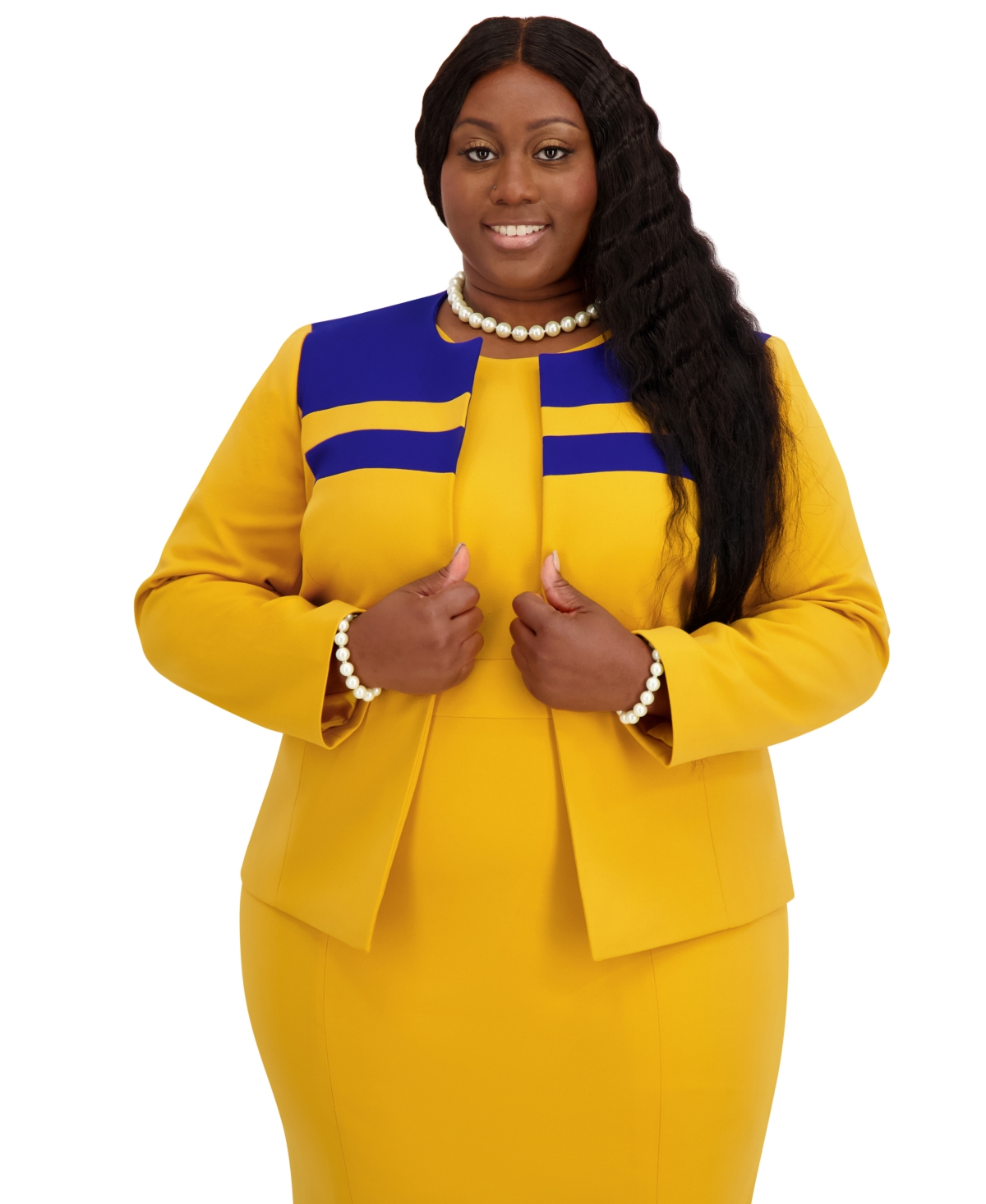 Kasper Seam Women's Crewneck Stripe Detail Sheath Dress In Yellow