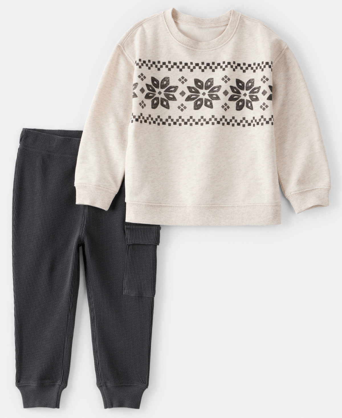 Carter's Boys Toddler 2t-5t 2-piece Fair Isle Long-sleeve T-shirt And Pants Set In White