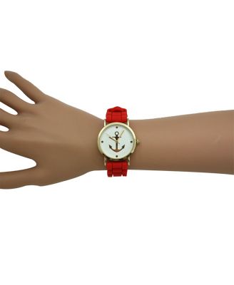 Red Anchor Emblem Silicone Band Watch