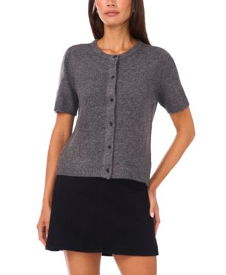 Vince Camuto - Women's Crewneck Cropped Cardigan Sweater