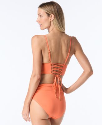 Women's Corset Bikini Bra Top and Lace Back Swim Bottom