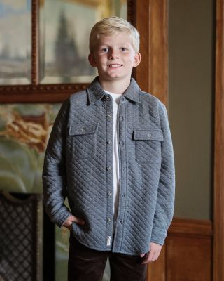 Boys Long Sleeve Quilted Button Down Shirt Jacket