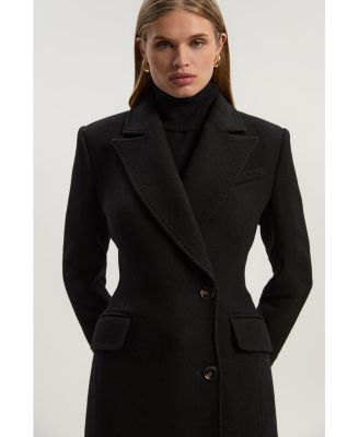 Women's Wool Blend Tailored Fitted Maxi Coat