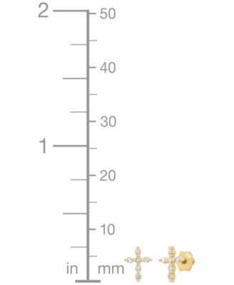 Diamond (1/10 ct. t.w.) Cross Stud Earrings in 14k Yellow Gold