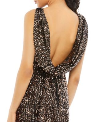 Women's Ieena Sequined One Shoulder Draped Back Gown