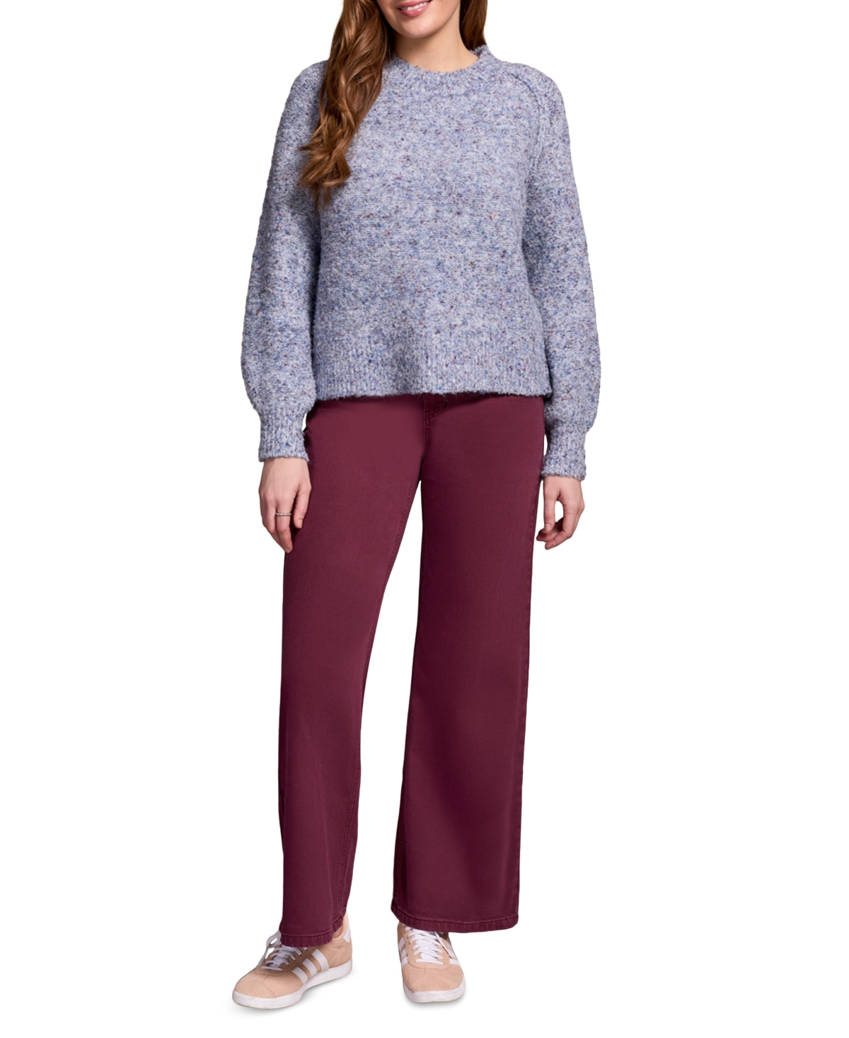 Tribal Women's Boucle Long Sleeve Crew Neck Sweater In Green