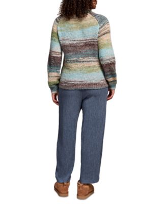 Women's Grey Mix Ground Intarsia Ribbed Sweater