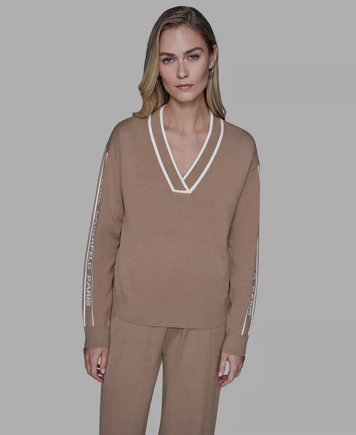 Women's Logo Tape V-Neck Sweater