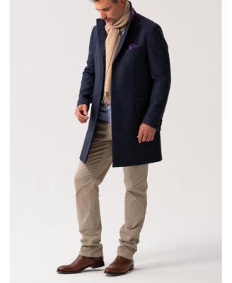 Men's Long Sleeve Wool Collared Coat