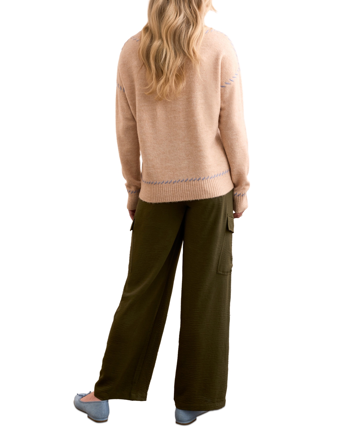 Tribal Women's Saddle Stitch Crew Neck Sweater In Multi