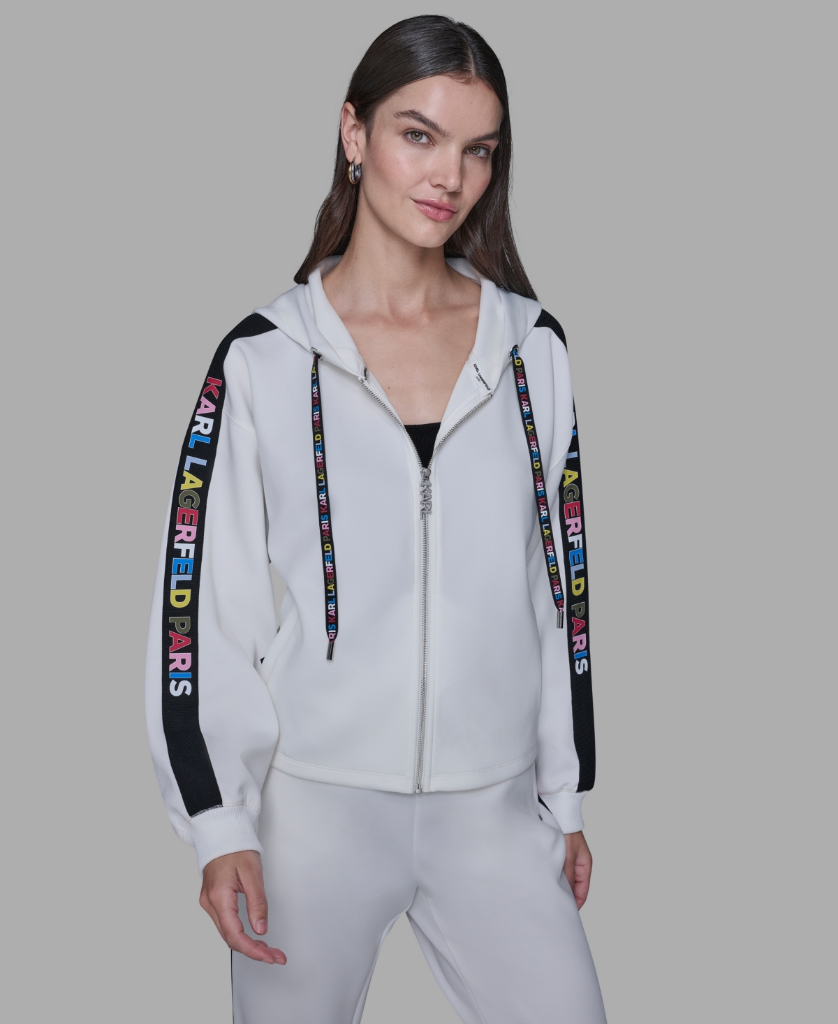 Karl Lagerfeld Women's Logo Detail Jacket In White