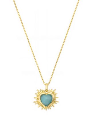 Unwritten - Cubic Zirconia And Amazonite Stone Heart Pendant Necklace