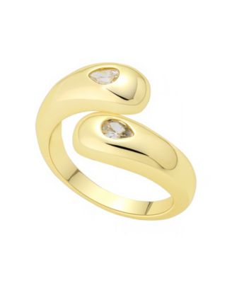 Unwritten - Puffed Double Teardrop Cubic Zirconia By Pass Ring