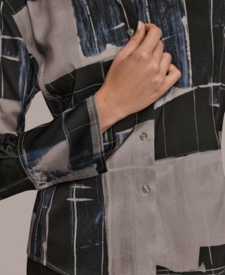 Petite Long-Sleeve Printed Blouse