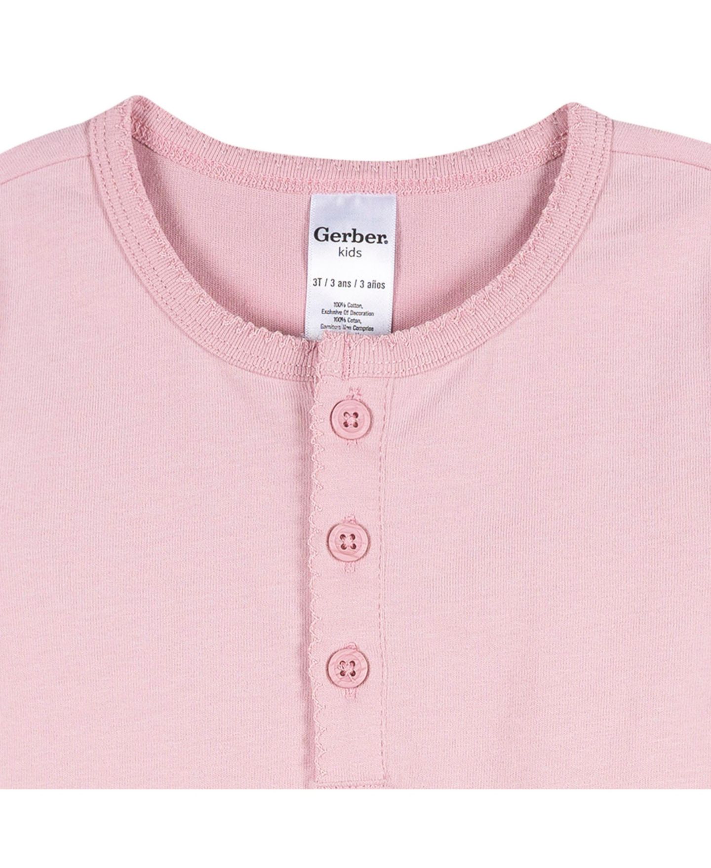 Рубашки Gerber 3-Pack Long Sleeve Shirts, Navy/Oatmeal/Violet, 5T для девочек-малышей, цвет: Тёмно-синий — фото 5