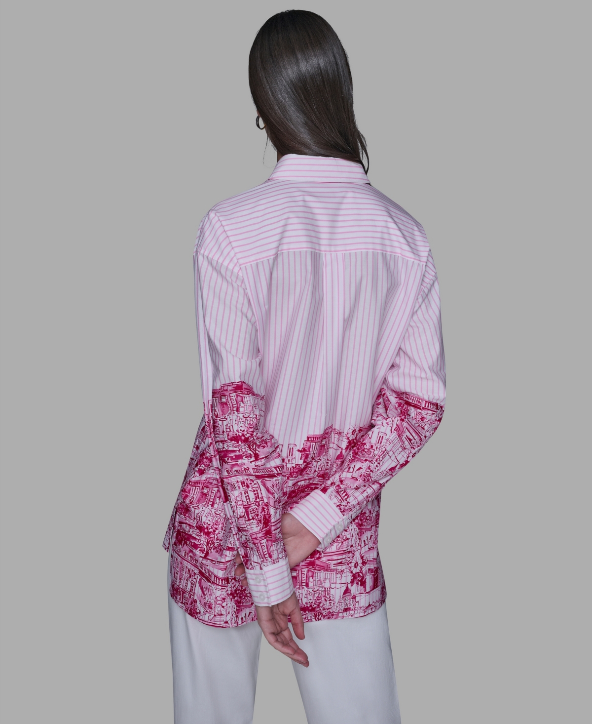 Karl Lagerfeld Women's Printed High-low Shirt In Pink