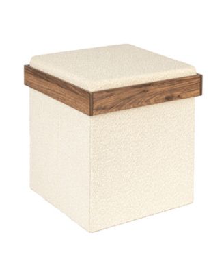 Versatile Boucle Ottoman with Hidden Storage, Brown