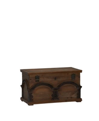 Small Wooden Arch Storage Trunk, Stained Wood with Decorative Arches, Brown