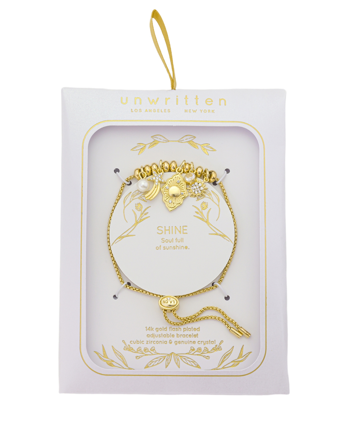 Unwritten Cubic Zirconia And Crystal Charm Adjustable Bolo Bracelet