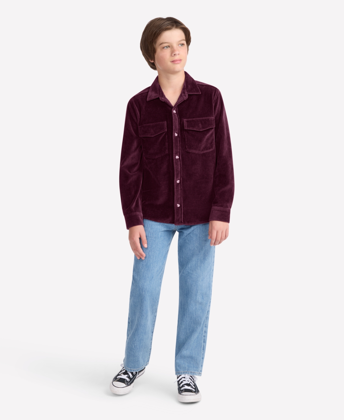 Abercrombie Boys 5-18 Fine Wale Cord Button Down Shirt In Purple