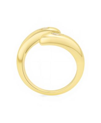 Puffed Double Teardrop Cubic Zirconia By Pass Ring