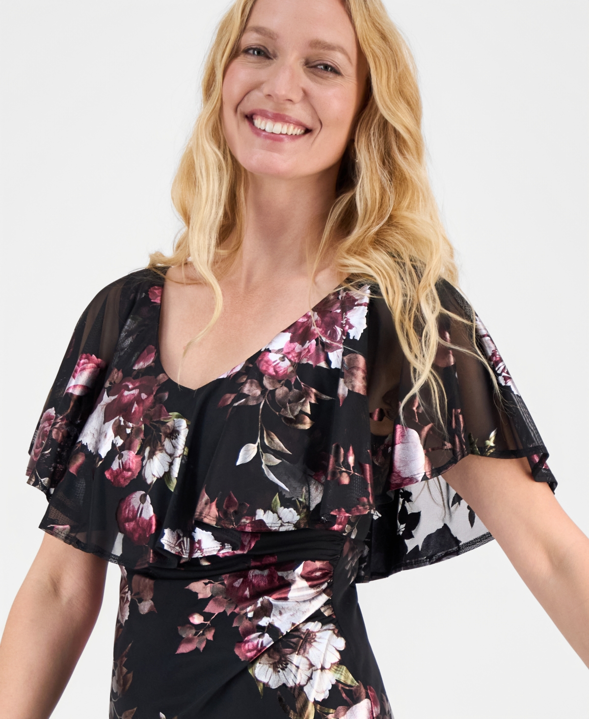 Connected Women's Mesh Ruffled Dress