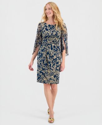 Connected - Women's 3/4-Sleeve Printed Sheath Dress