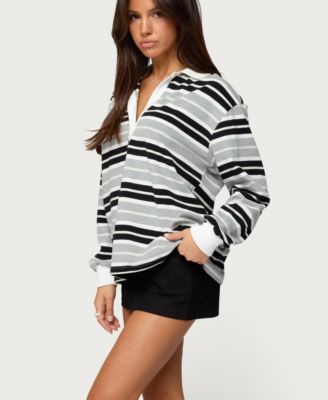 Women's Renya Striped Long Sleeve Polo Top