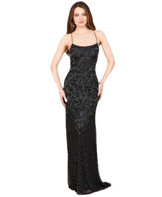 Women's Lace Up Open Back Beaded Dress