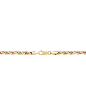 Light Weight Silk Finish Chain Necklace in 10k Yellow, White and Rose Gold