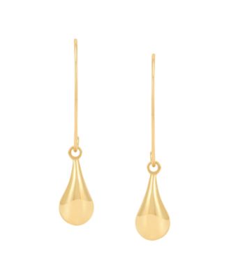 Polished Teardrop Dangle Earrings in 10k Yellow Gold