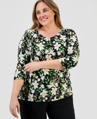 JM Collection - Plus Size Beth Scoop-Neck Top