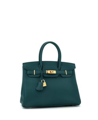 Birkin 30 Handbag Green Clemence with Gold Hardware