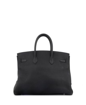 Birkin 35 Handbag Black Clemence with Palladium Hardware