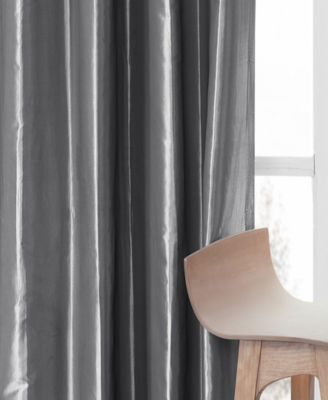 Ruched Solid Faux Silk Taffeta Room Darkening Curtain
