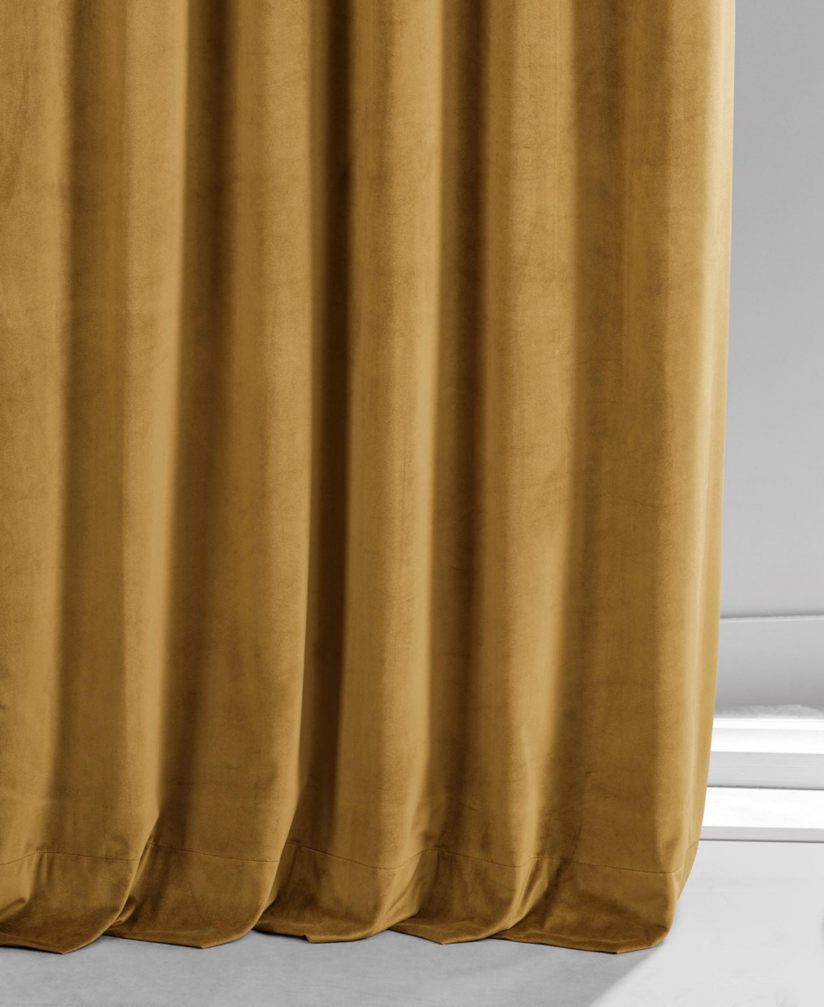 Half Price Drapes Apple Cider Gold Signature Plush Velvet Hotel Blackout Curtain