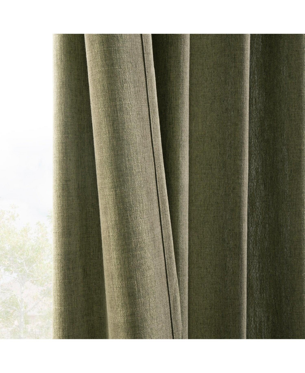 Half Price Drapes Khaki Green Simply Faux Linen Light Filtering Curtain Pair (2 Panels)