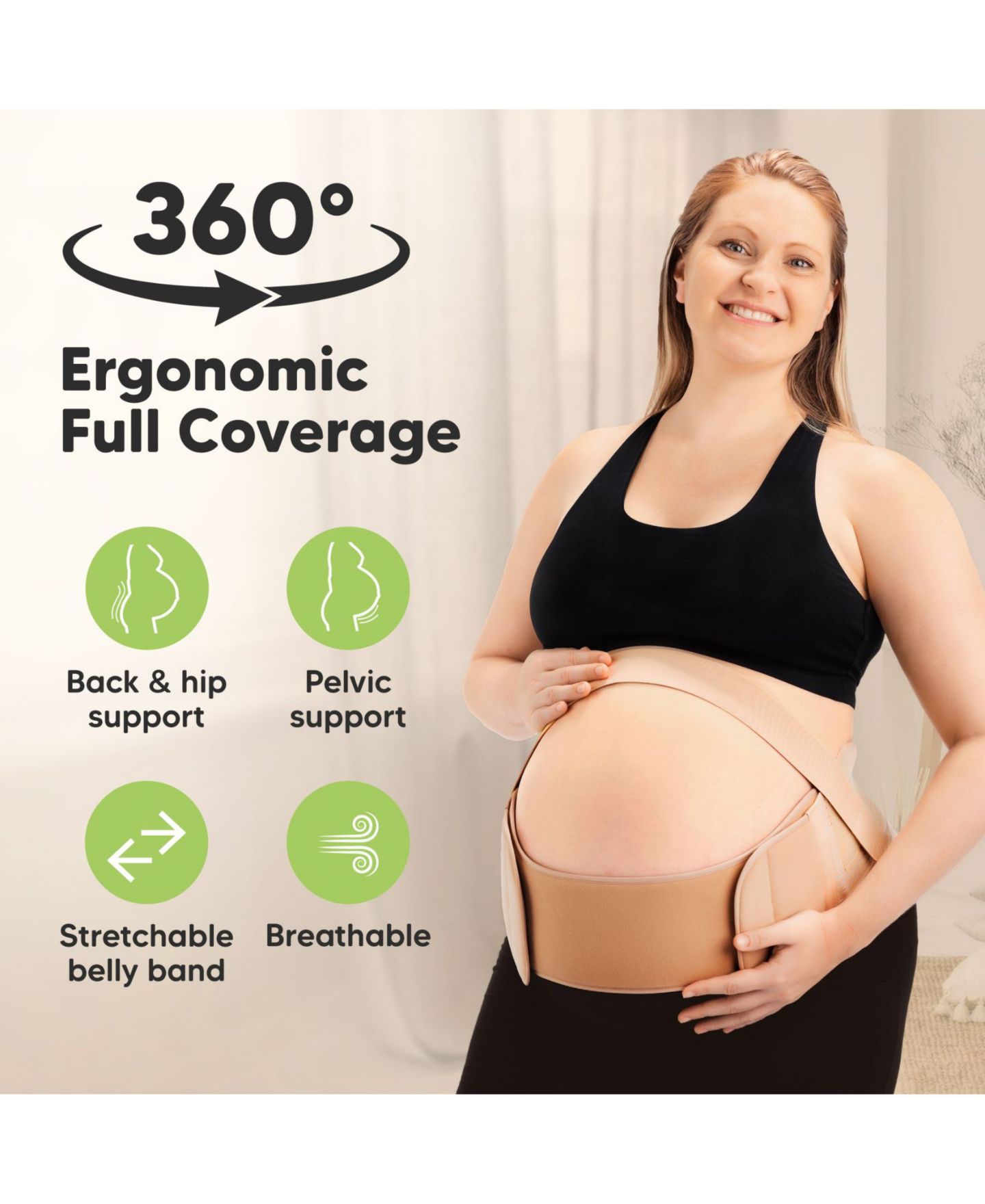 Женский ремень KeaBabies 2 in 1 Pregnancy Belly Support Band, Maternity Belt, Pregnancy Must Haves Baby Belly Bands, цвет: Слоновая кость — фото 2